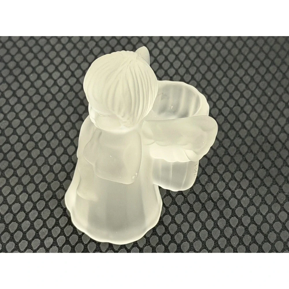 Crystal Caroling Angels Candle Holders Frosted Playing Musical Instruments Set 3